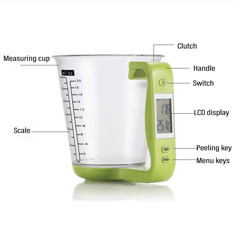 Digitale Messbecherwaage 1000g, Multifunktionaler Küchenmessbecher mit Waage, LED-Display Backwerkzeug mit Skalenmarkierung