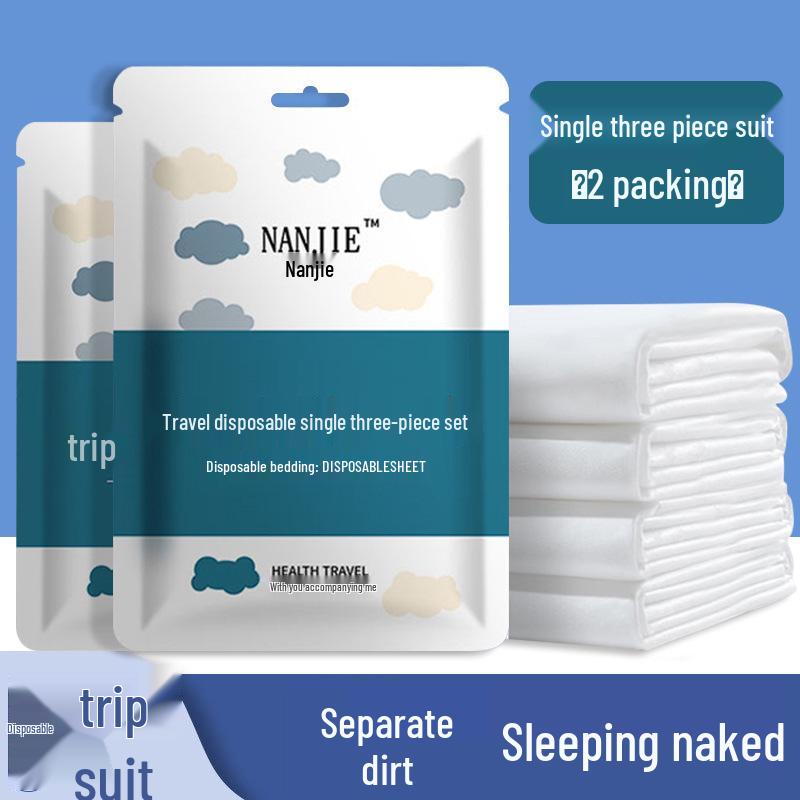 Set di biancheria da letto portatile per viaggi e hotel: Lenzuolo, Copripiumino e Federa Monouso Addensati – Kit Anti-Sporco in Quattro Pezzi