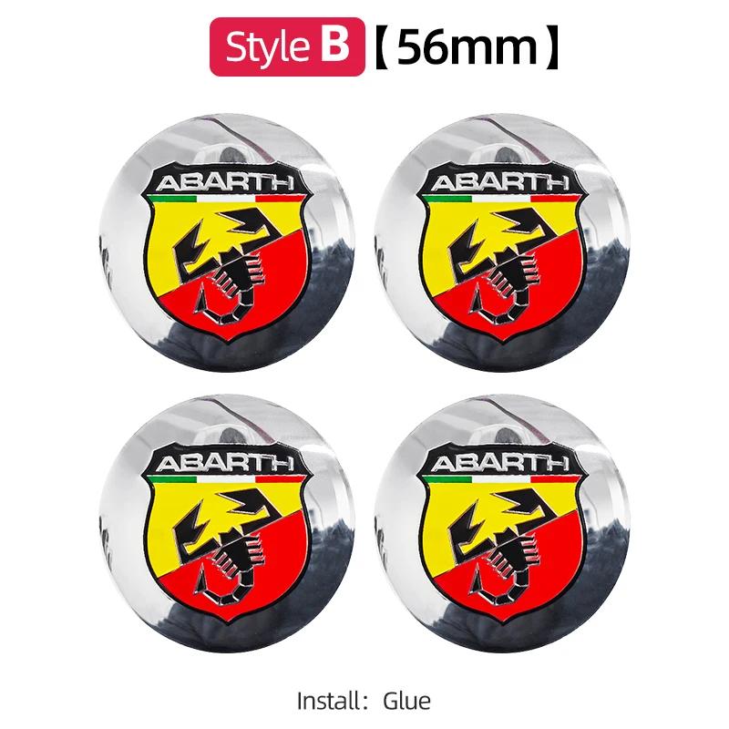 ESA4 4ks 3D 56mm Samolepka na střed kola auta Krytka náboje Znak Pro Fiat Abarth 500 Ducato Panda Talento Linea Idea Spider Cronos