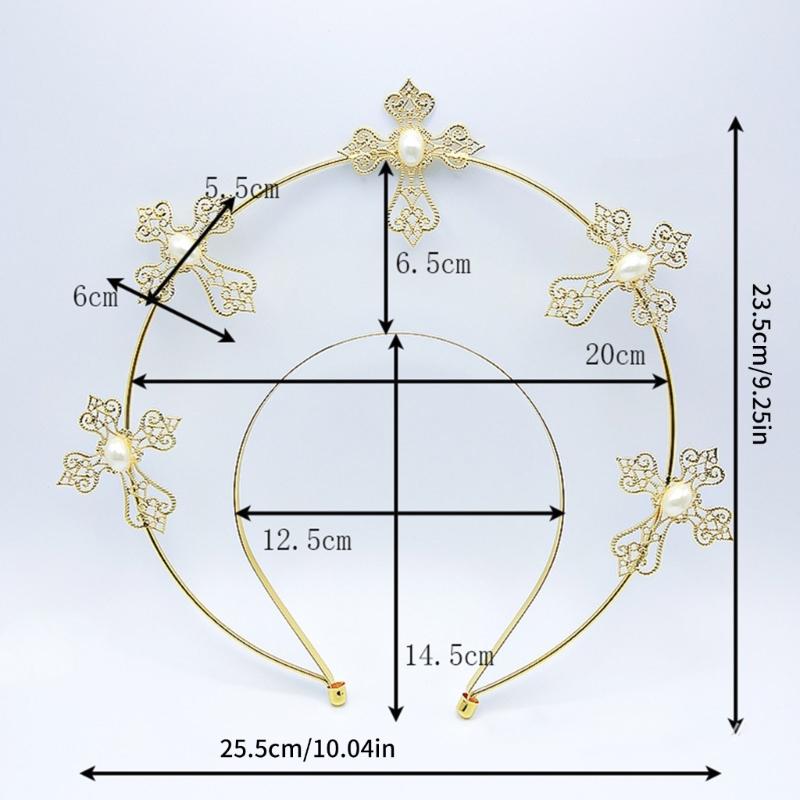 Goddess Headpiece Cross Crown Headband for Womens Girls Vintage Headwear Props