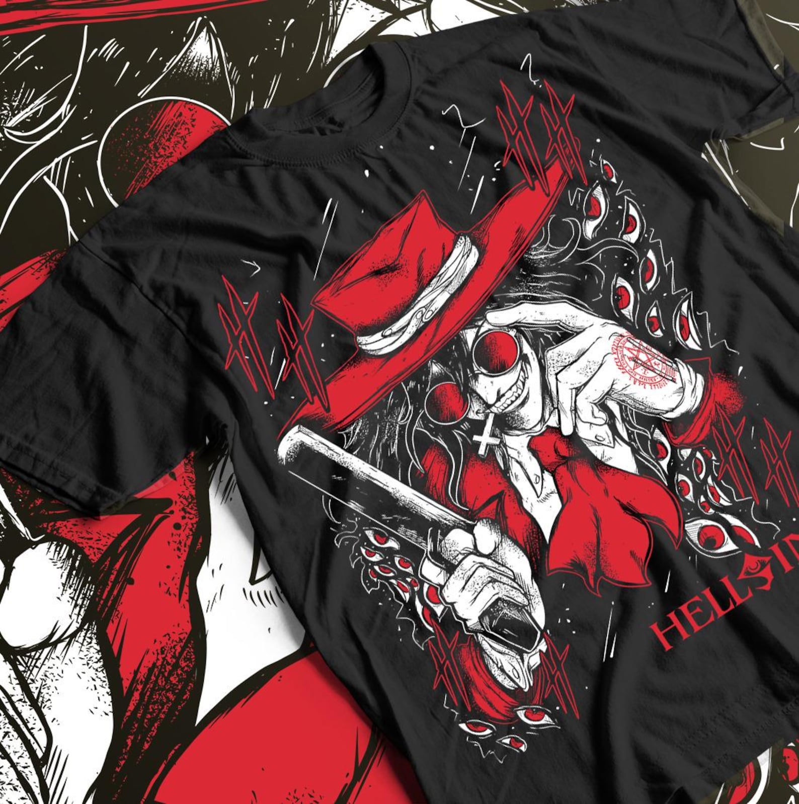 Ultimate Vampire T shirt Anime Lovers Hellsing Alucard Face Hell Sing GifT shirt 3XL
