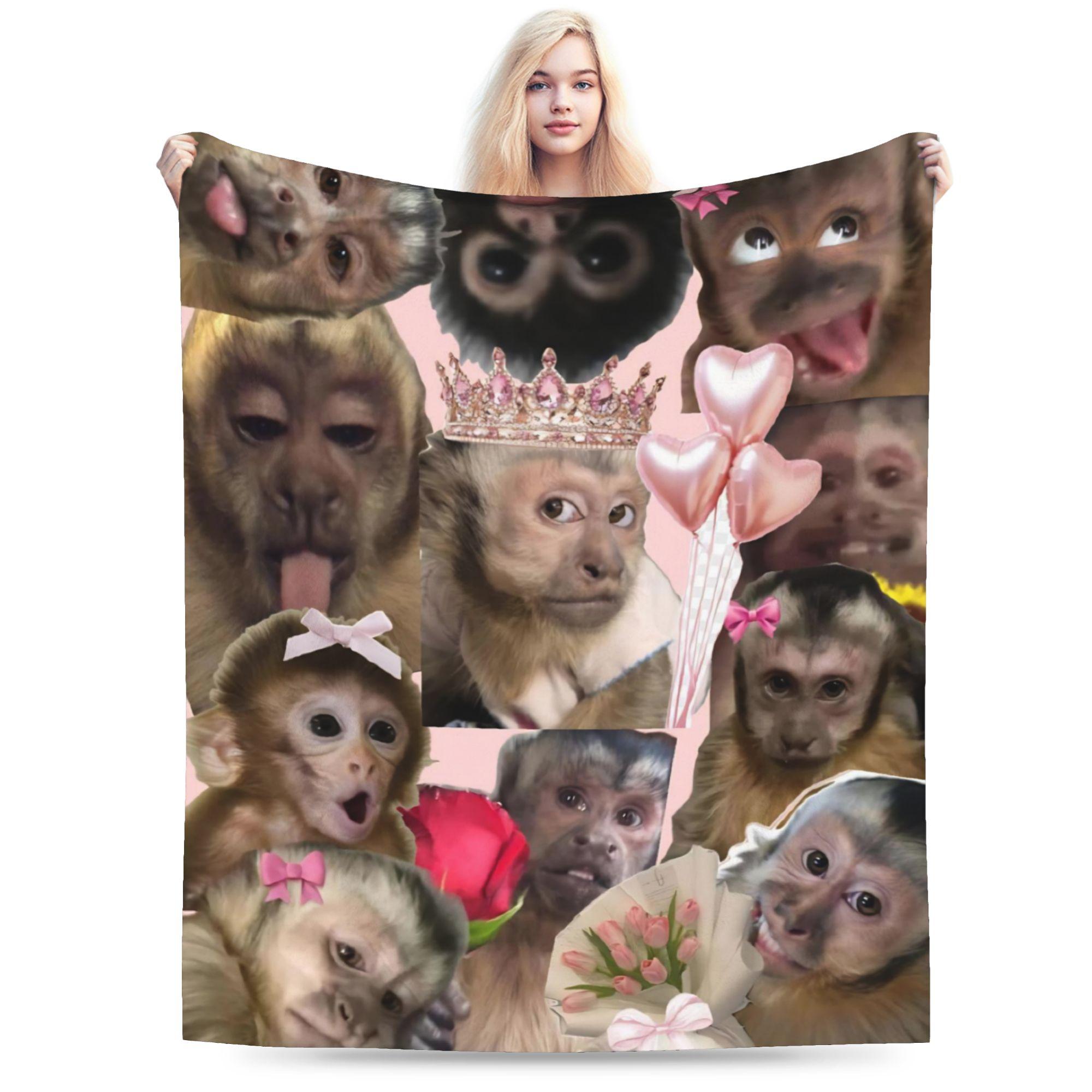 

Funny Monkey Cartoon Blanket Warm Cozy Fluffy Throw Blankets for Sofa 50x60 Inch Multiple Sizes Quilt 75x100cm (30x40inch)