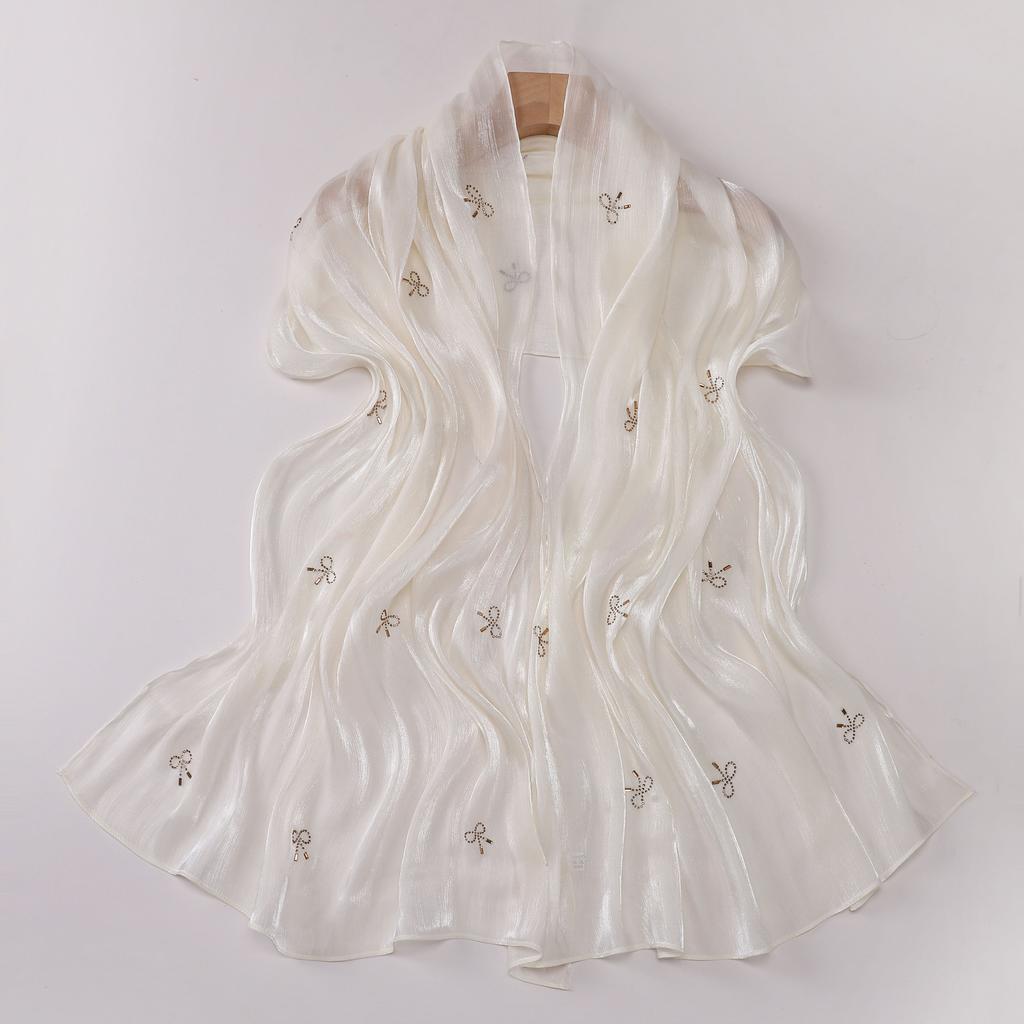 Shimmer Silk Hijab Scarf For Women Crinkle Hijabs  Diamond Luxury Medine Silk Veil Muslim Women Shiny Shawl Turban Bandana