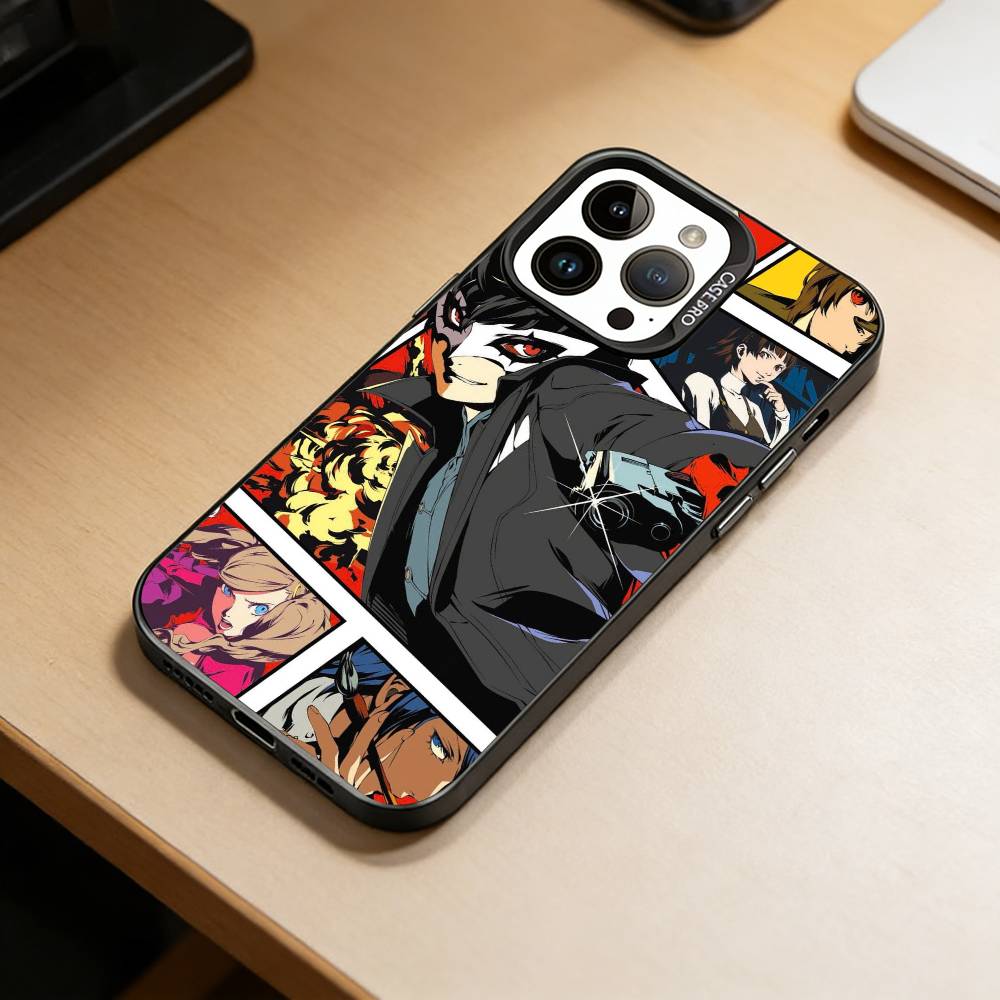 games-Wallpaper Persona 5  Phone Case For iPhone 17,16,15,14,13,12,11 Plus,Pro Max,XS,Colored Silver Plated Inside Cover