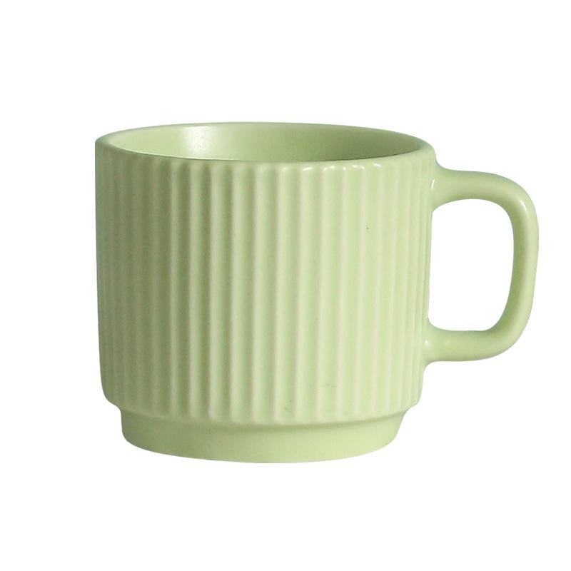 Souvenir Ins Macaron Simple Striped Ceramic Cup Creative Stacked Cup Household Coffee Cup