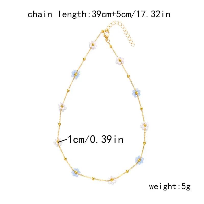 Pulseiras Flor de Cristal Imitação Pérola Doces Fofas para Mulheres Cor Dourada Moda Corrente Pulseira com Pingente Colar Joias