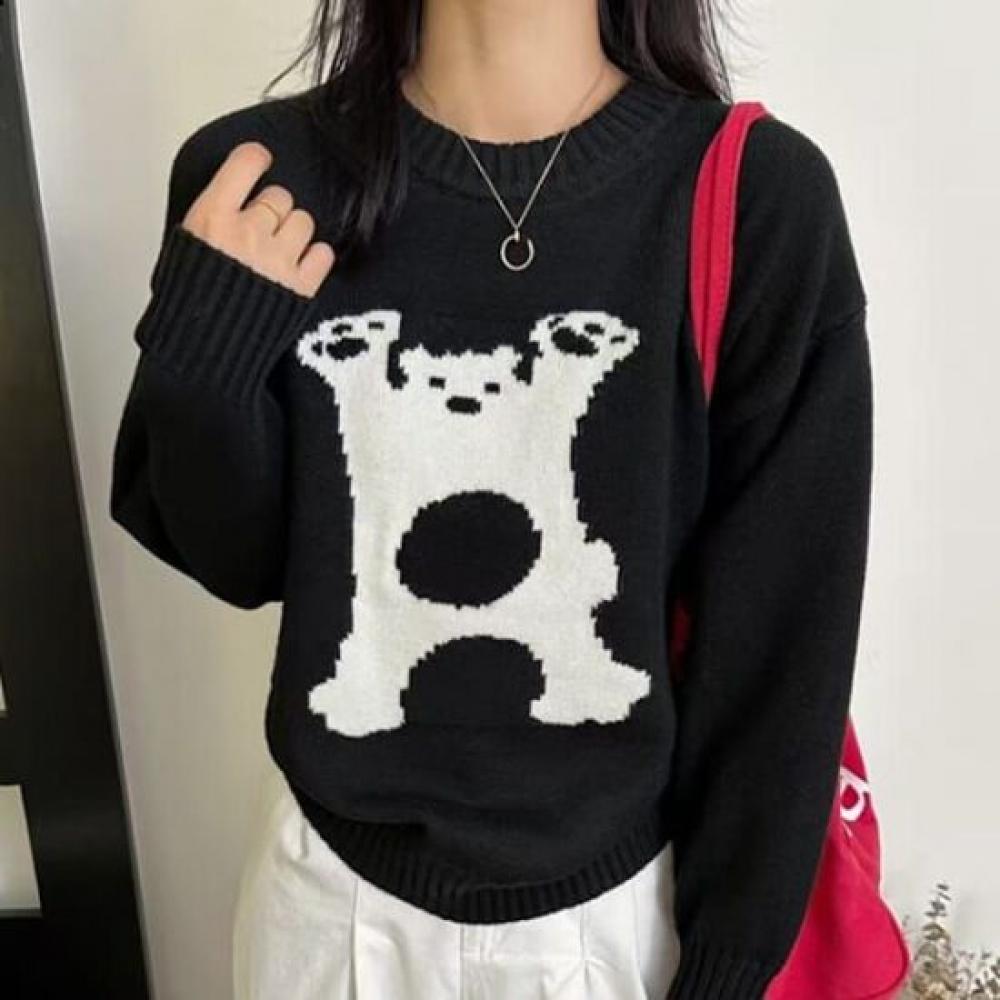 Navava Long Sleeve Knit Tee Bear Nk2653