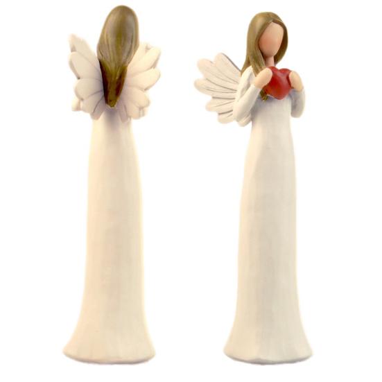 Ängelfigur i harts Handmålad Ängel som håller hjärta Skulptur med vinge Sympatigåva för Bröllop Födelsedagar Jul