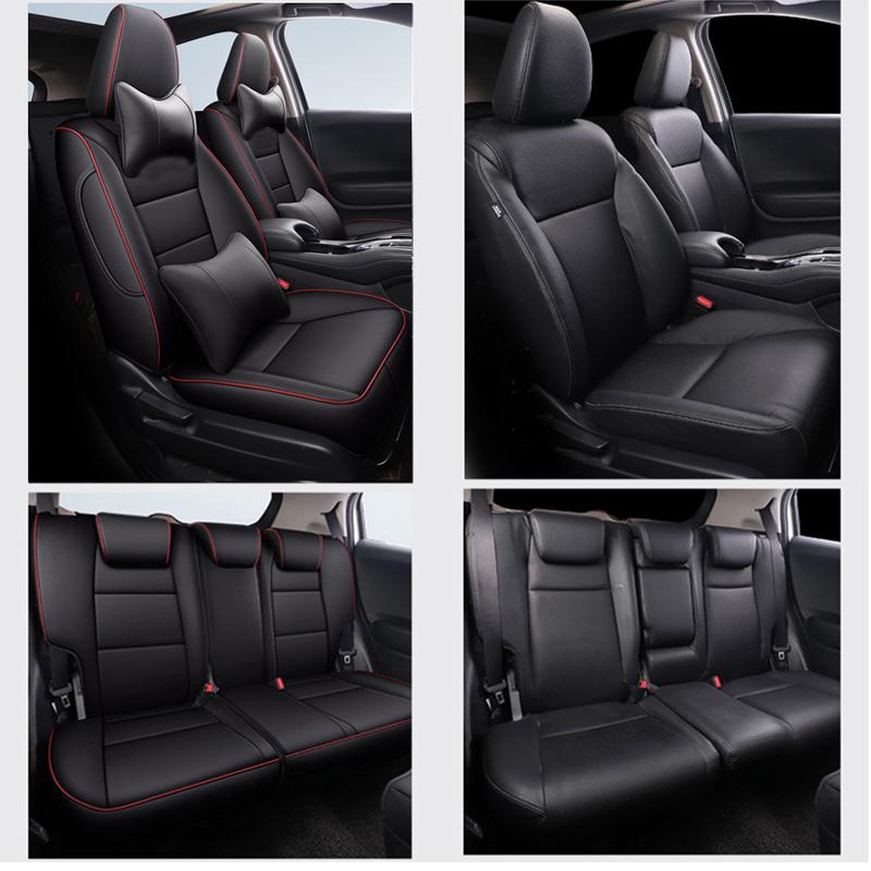 Luxury Styling Car Seat Cover For Honda Vezel HRV XRV 2014-2019 Embroidered Badge Waterproof Leather Auto internal Accessories