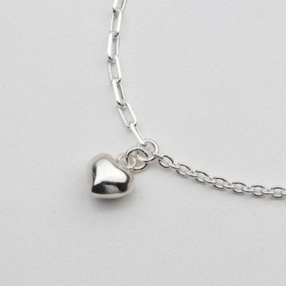[As Little] Chain Anklet Silver Mixed Silver 925 Heart Fashion Summer