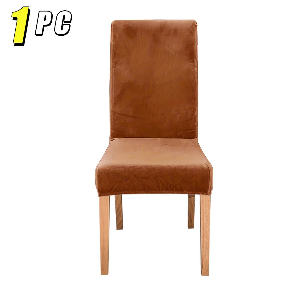 1/4pcs Velvet Chair Covers Dining Room Elastic Soft Seat Cover Solid Color Dustproof Furniture Protector Restaurant Banquet Home