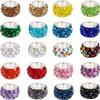 AEE4-120Pcs Large Hole Beads Rhinestone Beads For Pens Making 12Mm Crystal Charm For Pens Jewelry Making DIY Crafts Bracelet