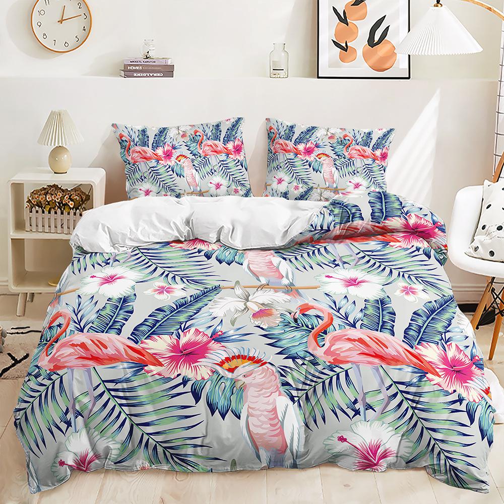Bed Three-Piece Set Flamingo Series Quilt Cover Digital Printing Kit Two-Piece Set