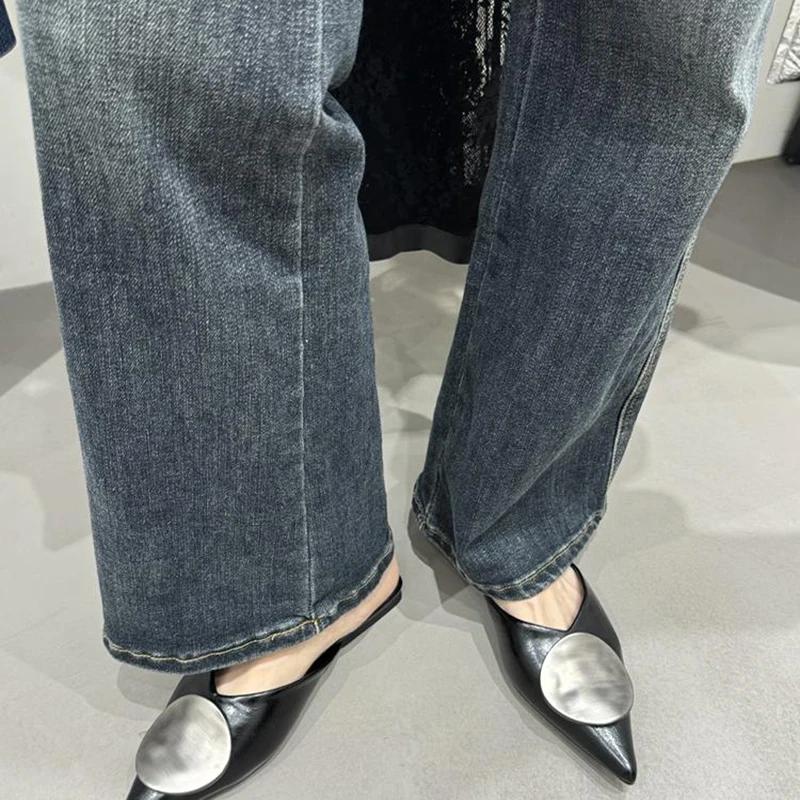 Vintage Women's Spring Summer Flats Mules Slippers Shoes Fashion Slip-On Dress Slides for Ladies Street Style Muels