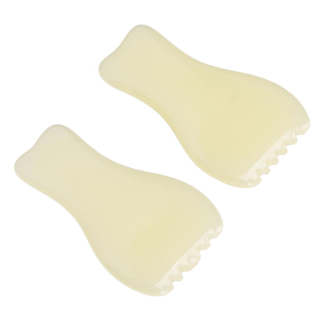 2pcs Facial Scraping Massage Board Smoothing Surfaces Resin Skin Gua Sha Plate for Home Salon