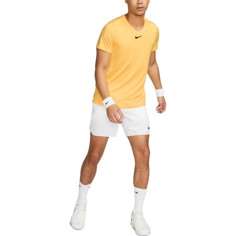 Nike Solid Color Brand Logo Round Neck Short Sleeve T-Shirt Men Tops Yellow DD8317-848
