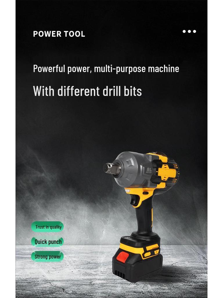 High Torque 2000N Electric Impact Wrench: Multi-functional, Lithium Battery-Powered for Household Use