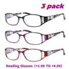 3PCS Women's Blue Light Blocking Reading Glasses +1.0 To +4.0 Vintage HD PC Lens Stylish Elderly Readers