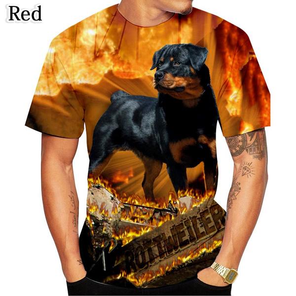 Fashion Personality Design Cute Pet Dog Rottweiler 3D Printed T-Shirt Funny Stylish Round neck Short sleeved Men's T-shirts