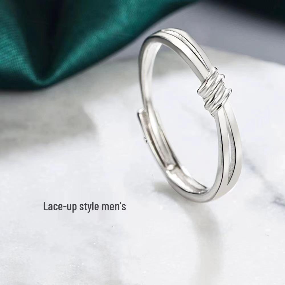 Qianqianjie Couple Rings: Adjustable Concentric Knot Design for Men s and Women s Qixi Festival Gift. Men s
