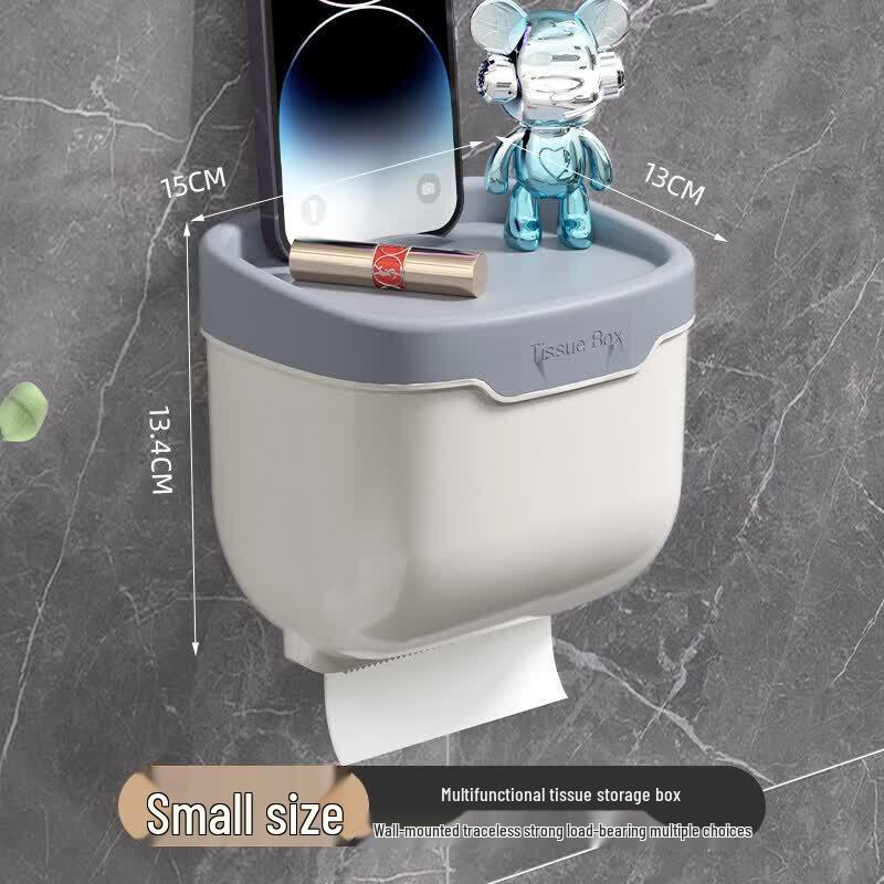 LIEI Punch-Free Wall-Mounted Bathroom Tissue Holder with Storage Shelf