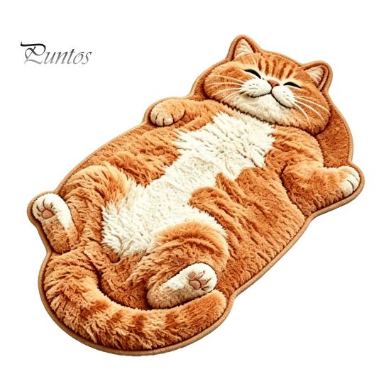 Unique Cat Pattern Floor Mat Cozy Shaped Rug, Plush Cartoon Area Mat, Soft Warm Atmosphere Interior Decor Crystal Velvet Decorative Rug for