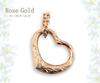 Hawaiian Jewelry Necklace, Stainless Steel, Heart Scroll Asymmetrical Open Heart, Rose Gold, Women'sMen's Pendant, with 45cm Cable Chain