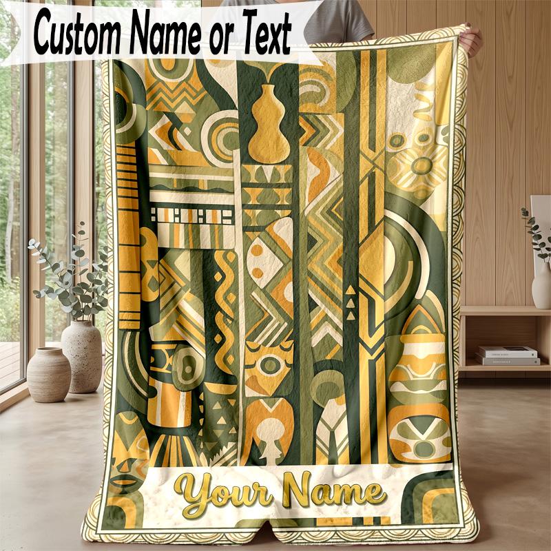 Coperta Personalizzata Tema Art Déco Stampa Nome Personalizzato Morbida Coperta Domestica in Flanella 1pz