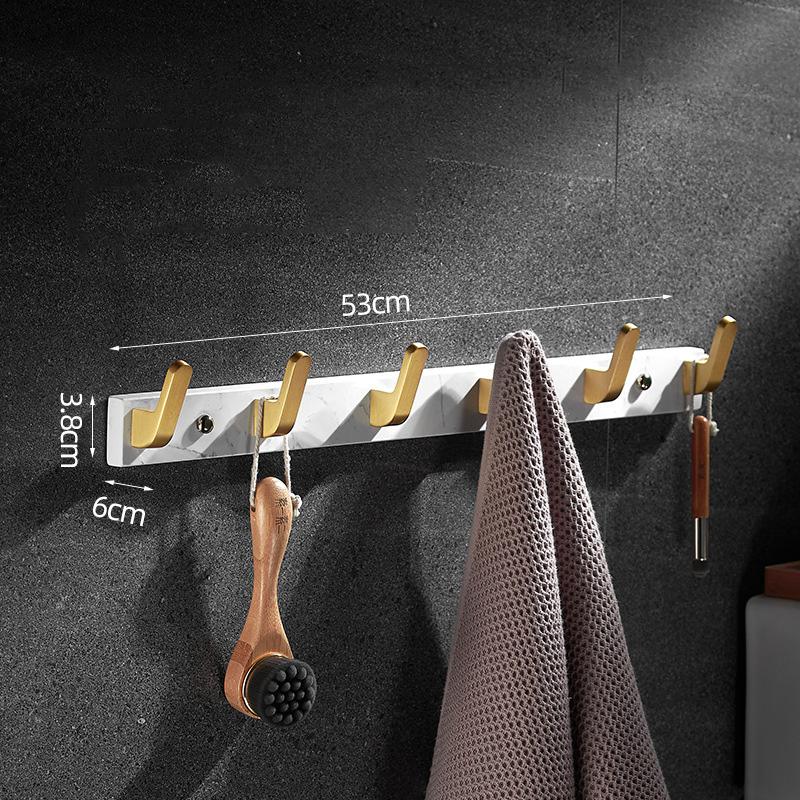 Bílý mramor Koupelnový řadový háček Nástěnný Toaletní háček na oblečení Kartáčovaný zlatý hliníkový háček na ručníky Úložný regál Koupelnové doplňky