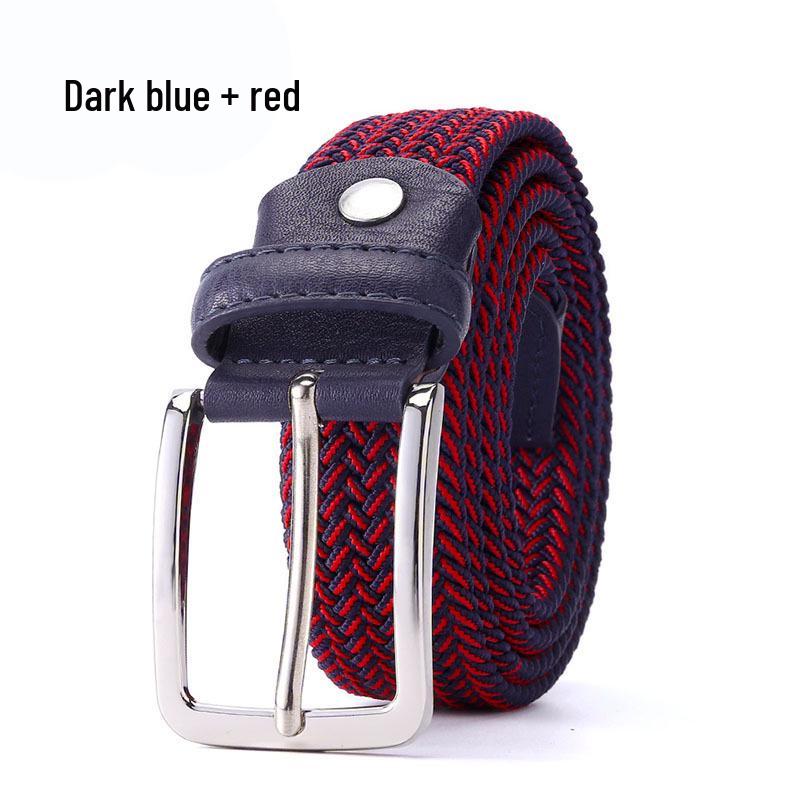 Stylish Men's and Women's Elastic Woven Belt with Pin Buckle