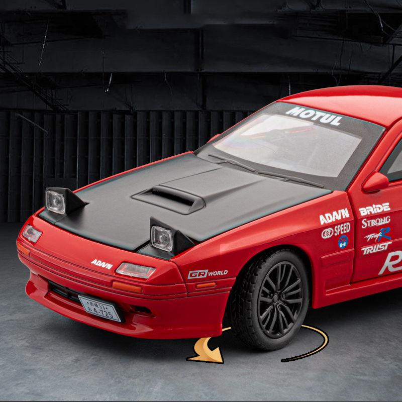 1:32 RX7 Alloy Sports Car Model Diecast Metal Modified Racing Car Vehicles Model Sound and Light Simulation Kids Toys Gift