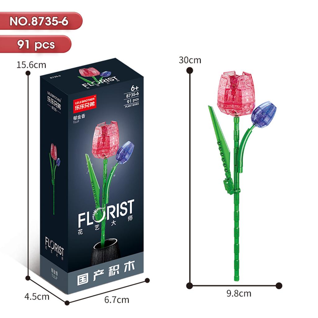 Hot Creative Small Building Block Flower Art Classic Brick Mini Potted Plant Gift For Girls Desk Decoration Simple Assembly Toys