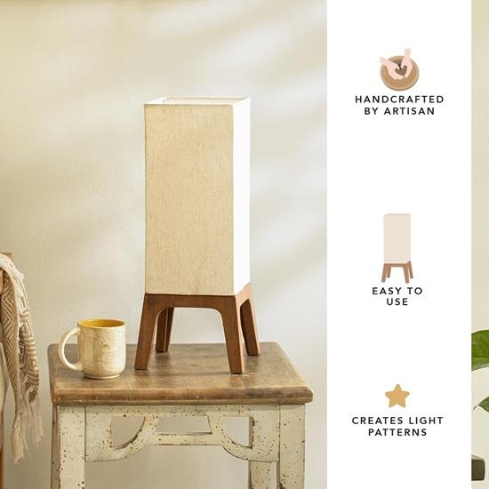 Wooden Table Lamp for Bedroom Bedside Lamp  Eco- Friendly Table Lamp for Living Room Sustainable Home Décor Items Bedroom Décor