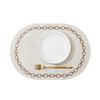 Durable Chain-printed Oval Placemats Oval Shape Leather Waterproof Placemat Washable Waterproof Heat Resistant Pad Kitchen