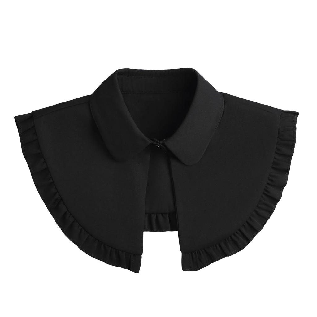 Châle Écharpe à Revers Amovible pour Femmes Filles Style Français Vintage Collier Capelet Décoratif Couleur Unie