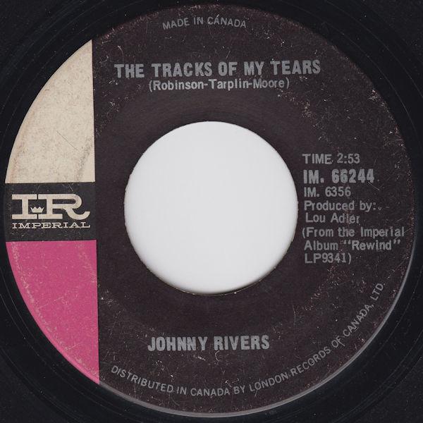

7inch Record JOHNNY RIVERS - Tracks Of My Tears IM66244 IMPERIAL 1967 Canada Rock Used