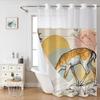 No Hook Sika Deer Pattern Shower Curtain With Snap-in Fabric Liner, Sheer Top Window, Waterproof Double Layer Bathtub Curtain