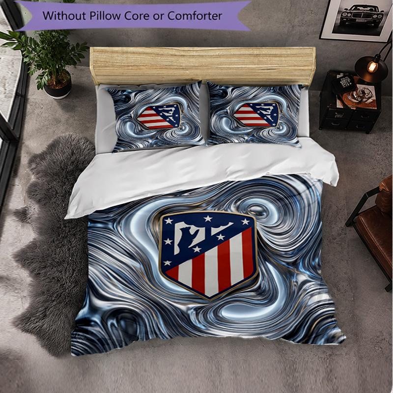 Set Lenzuola Atletico Madrid Modello 3 Pezzi Morbida Copripiumino in Microfibra con Federe per Camera da Letto