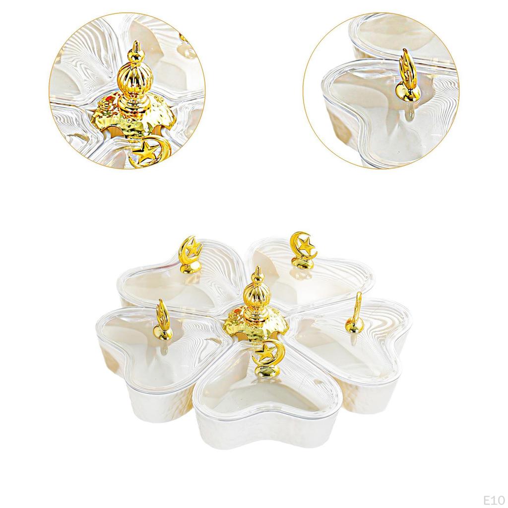 Divided Rotating Serving Tray 5 Compartments Multifunctional Organizer with Lid Appetizer for