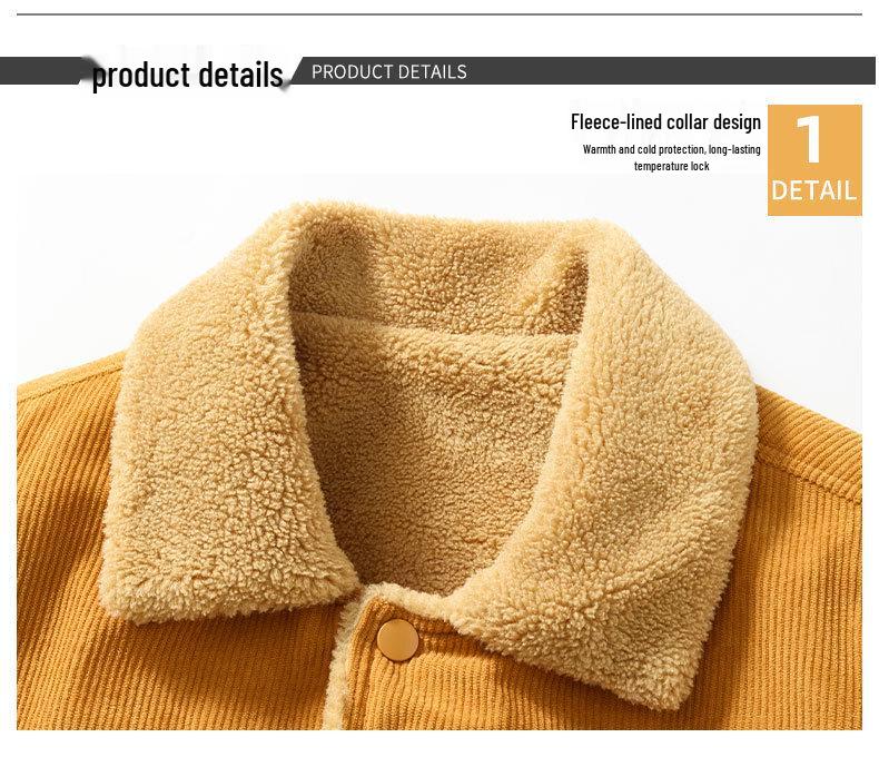2025 Men's Corduroy Jacket with Lambswool Lining - High-Quality Autumn/Winter Coat