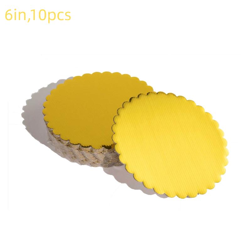 

10 Pcs Cake Boards With White Golden Cake Rings, Cardboard With 6/8/10/12 Inch Cake Base, Suitable For Baking Cakes