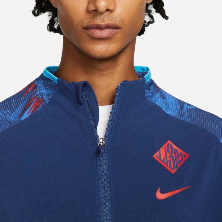 Nike Contrast Casual Logo Print Zip Jacket Men Jackets Blue DN1143-492