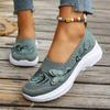 Damskie Buty Płaskie, Rozmiary Plus Size, Haftowane Buty Codzienne, Oddychające Tkane Fly Weave Wsuwane Buty Lazy dla Kobiet
