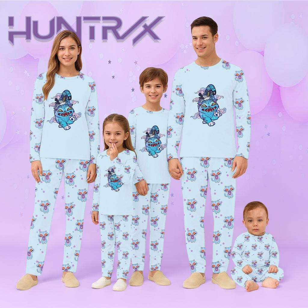 Çizgi Film Harfler Baskılı Aile Kombini Uzun Kollu Ebeveyn-çocuk Takımı Ev Giyim Takımı Sonbahar