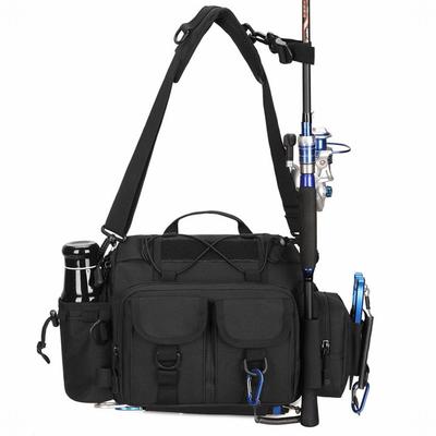 PHOENIX IKKI 3-Way Large Capacity Fishing Bag, Fishing Tackle Bag, Fishing Rod Holder, Run-and-Gun Bag, Waist Bag, Shoulder Bag, Black