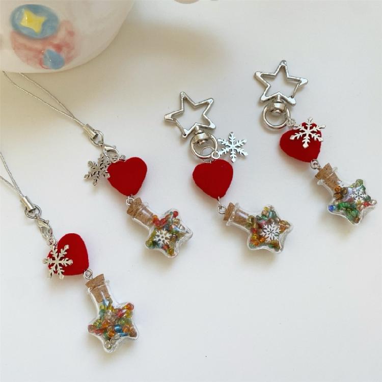 Sturdy Quality Snowflake Flocking Phone Lanyard Key Pendant for Fashion Enthusiasts of Festive and Individualized Gear