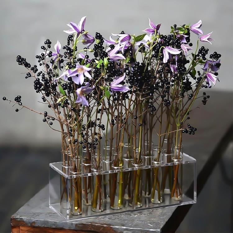 Acrylic Test Tube Vase Set With Stand, Showcases Multiple Bouquets Decoration Unique Present (8/12Pcs Tubes)
