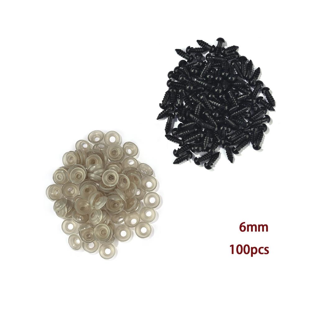 100pcs Black Safety Eyes Plastic Eyeball For Toys Amigurumi Diy Kit Crafts TeddyBear Toy Eye Doll Decoration Accessories 5-20mm