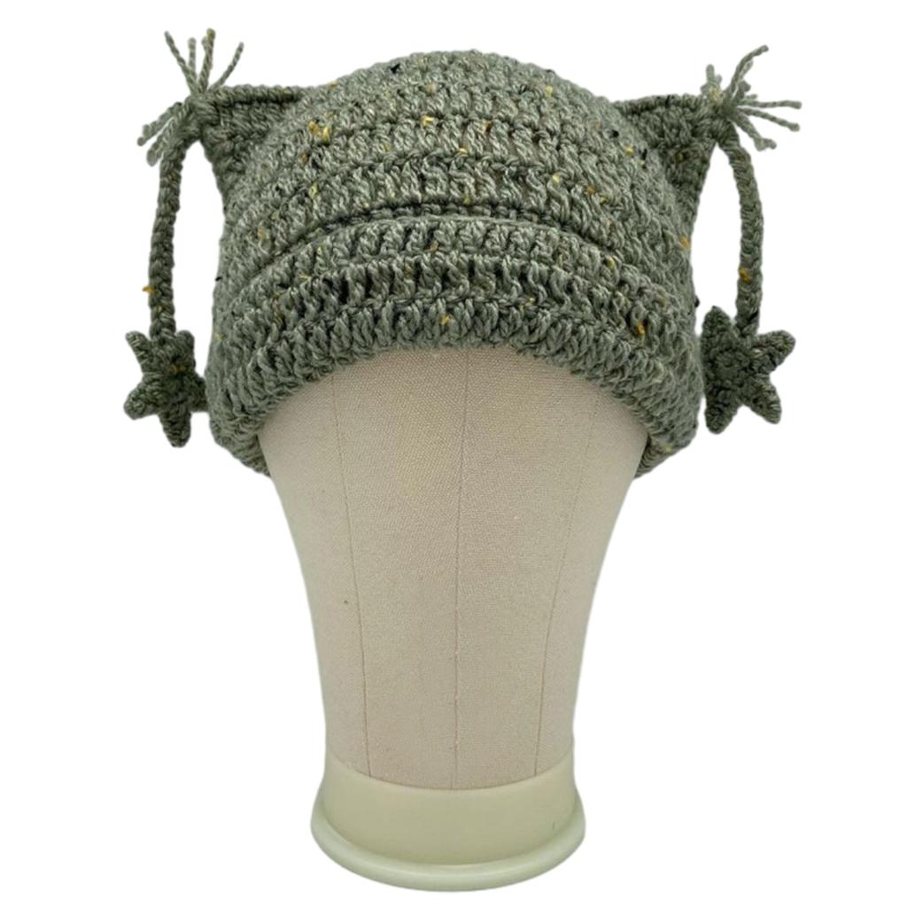 Cartoon Kitten Hat Girls Headgear for Outdoors Activities Skiing with Mini Ears Crocheted Beanie for Skiing Camping