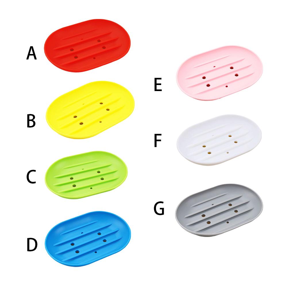 Silicone Bathroom Soap Dish Plate Holder Sponge Tray Case Water Draining Anti-skidding Shower Hiking Kitchen Washroom